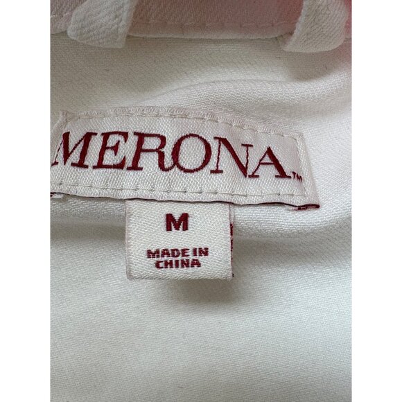 White Denim Vest "What Would Dolly Do?" Embroidery On Back Sleeveless Size M - Picture 5 of 16